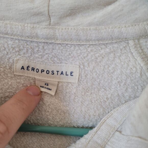 Aeropostale Aero Full Zip Hoodie Jacket Beige Tan Y2K 90s Loungewear Extra Small - Picture 5 of 7